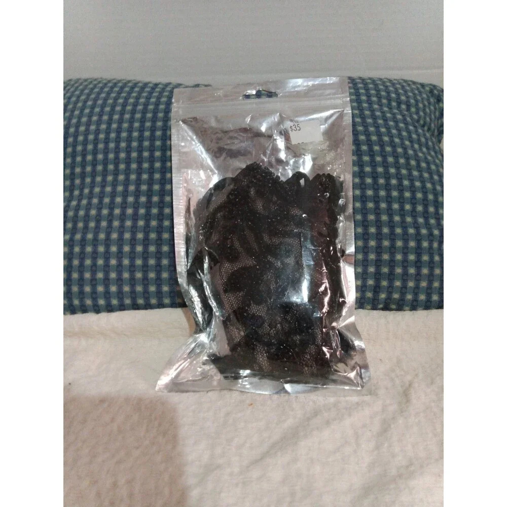 Andrea & Leo Couture Costume Face Mask Black Lace Beadwork Exterior Satin Lining